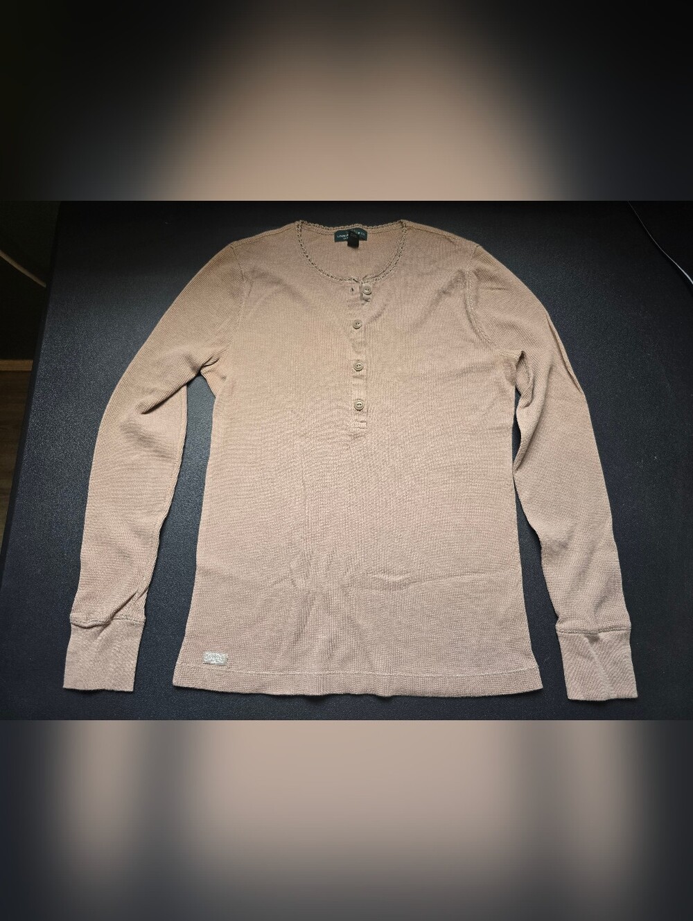 Ralph Lauren Womens Henley Long Sleeve Top - Beige